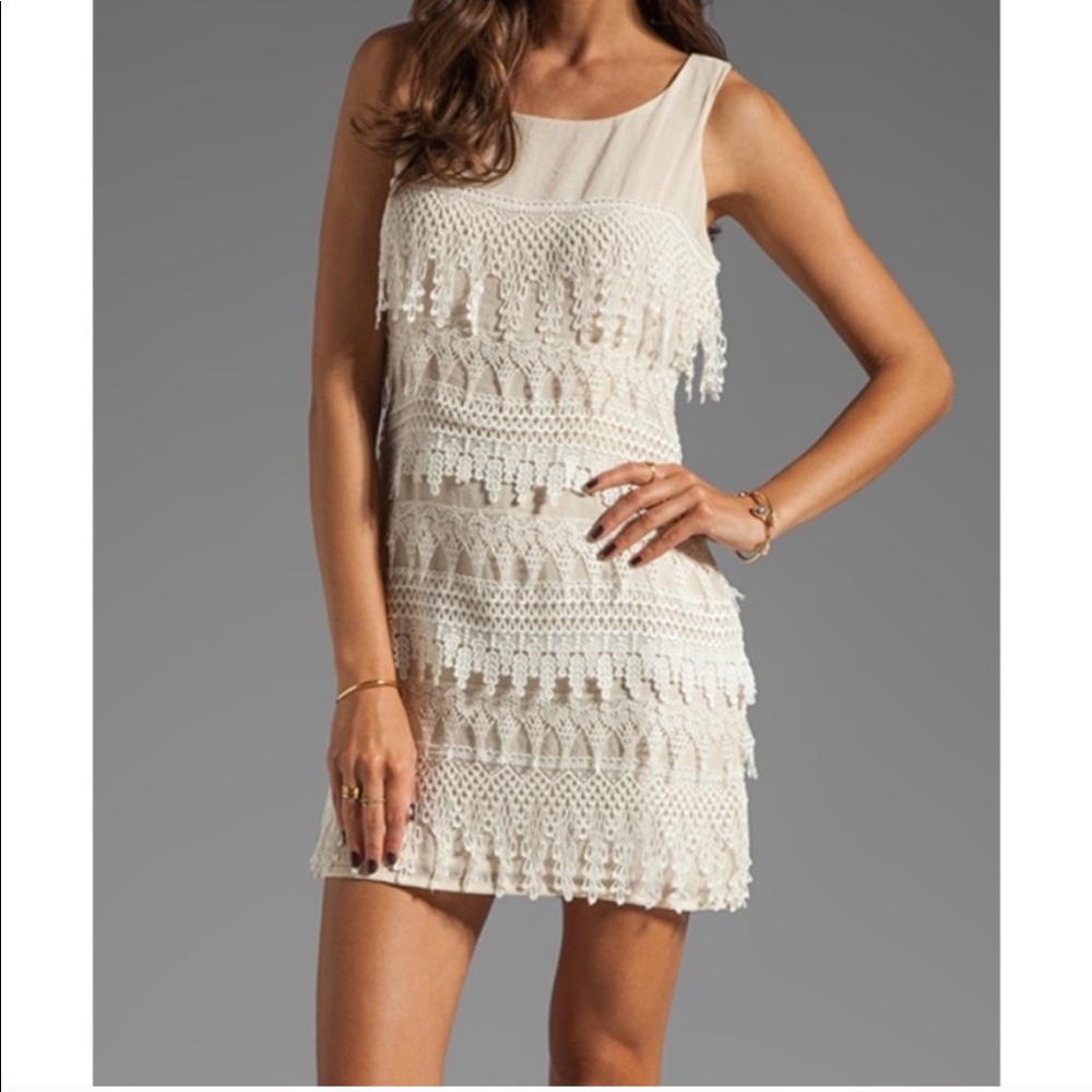 Dress the Population cream crochet dress